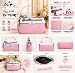 Zenvy Chic Pink & White Handbag for Women – Stylish Everyday Shoulder Bag