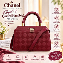 Elegant Burgundy Quilted Handbag for Women