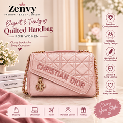 Elegant Pink Quilted Women’s Handbag | Stylish Chain Shoulder Bag