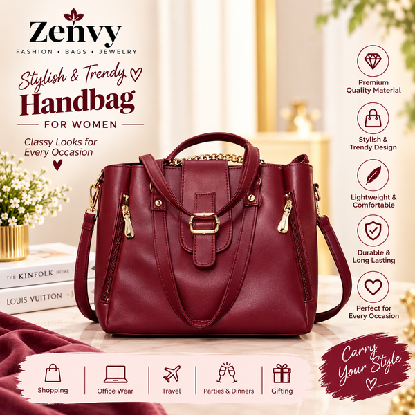 Luxury Burgundy Women’s Handbag | Elegant Multi-Carry Fashion Bag