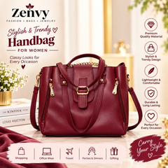 Luxury Burgundy Women’s Handbag | Elegant Multi-Carry Fashion Bag