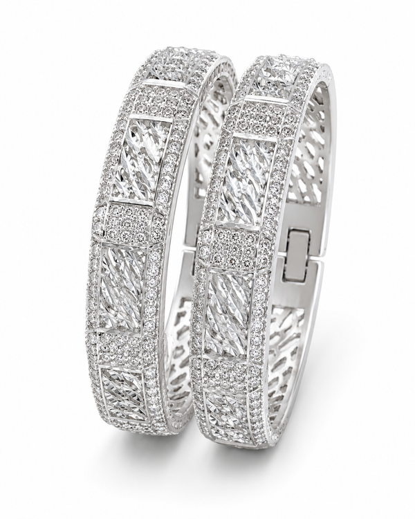 Luxury Crystal Silver Bangles for Women