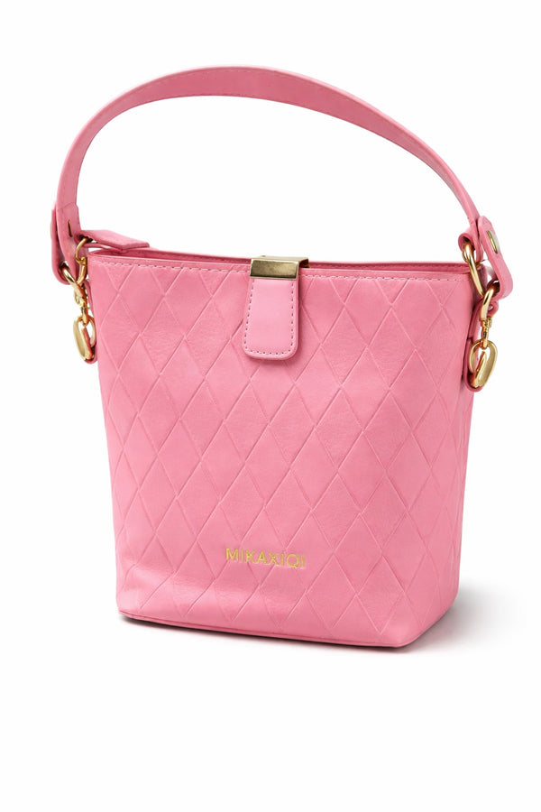 Premium Pink Quilted Bucket Handbag for Women