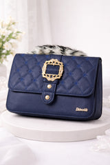Elegant Navy Blue Quilted Shoulder Bag for Women
