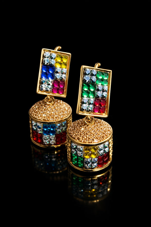 Multicolor Crystal Gold-Tone Drop Earrings for Women