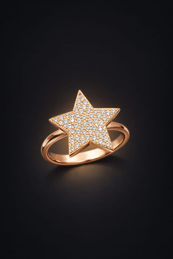 Rose Gold Star Crystal Ring – Elegant Statement Ring