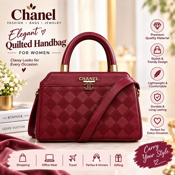 Elegant Burgundy Quilted Handbag for Women