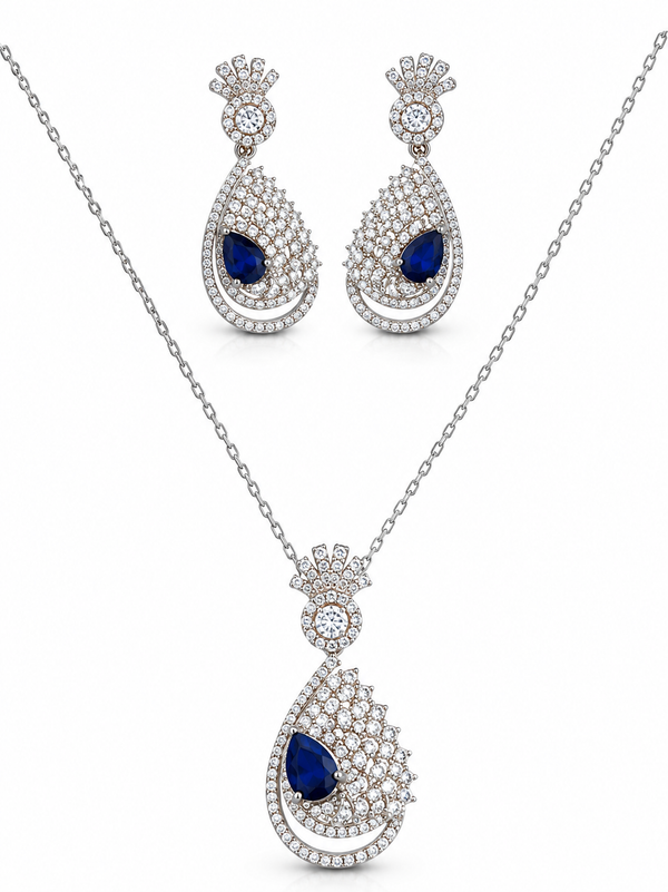 Royal Sapphire Crystal Jewelry Set for Women
