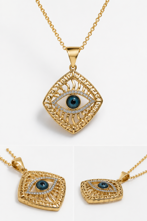 uxury Evil Eye Gold Pendant Necklace